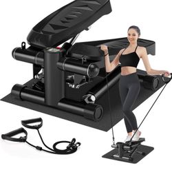 Steppers for Exercise at Home, Adjustable Pedal Height Stair Steppers with Resistance Bands for Home Fitness, Mini Steppers with 330LBS Loading Bearin