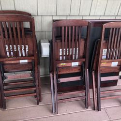 Wood Folding Table And 4 Wood Folding Chairs