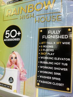  Rainbow High House – 3-Story Wood Doll House (4-Ft