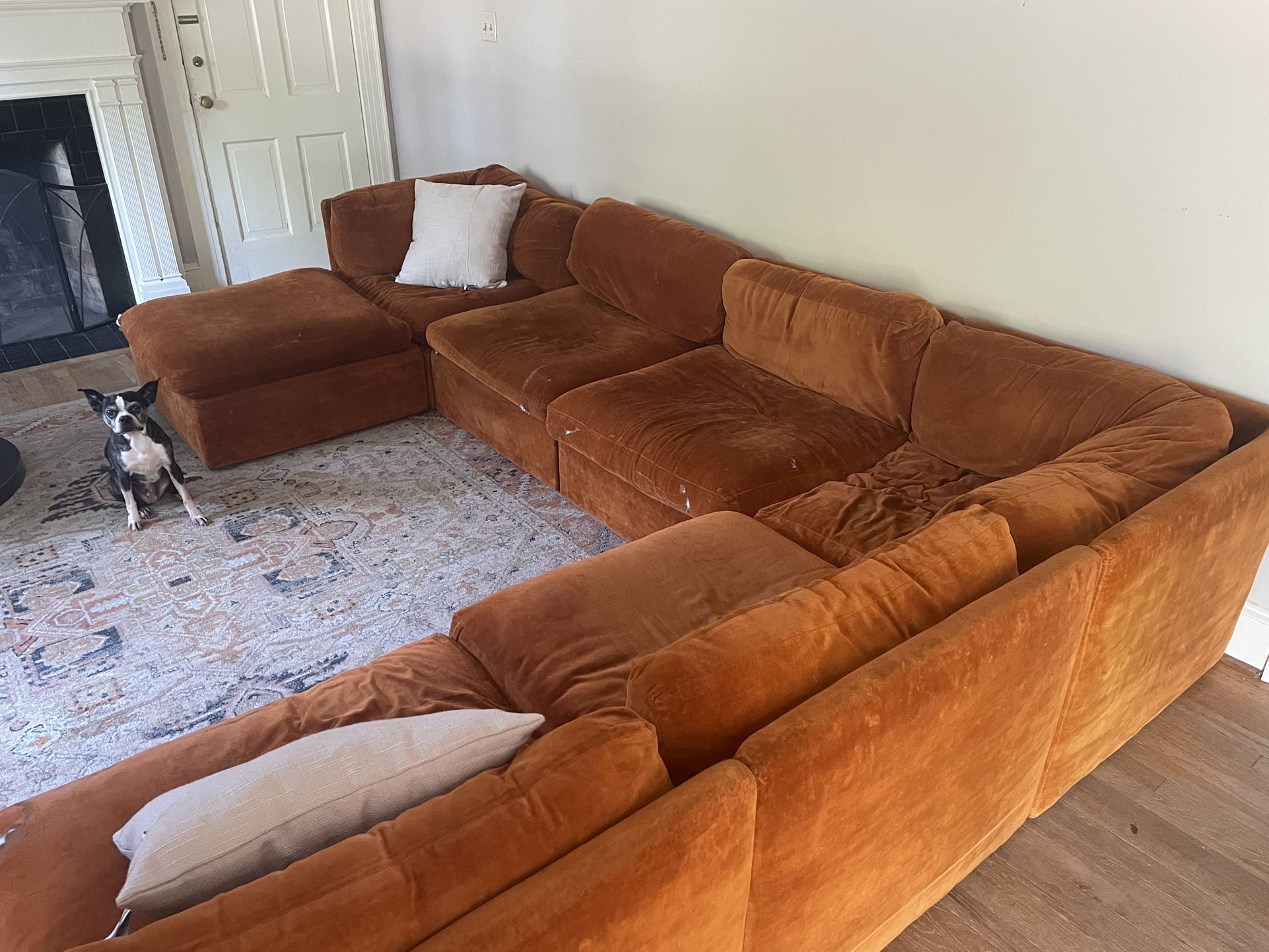 Eight-Piece Rust Colored Sectional (Milo Baughman Style)
