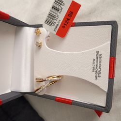 Lab grown diamond sterling silver earrings
