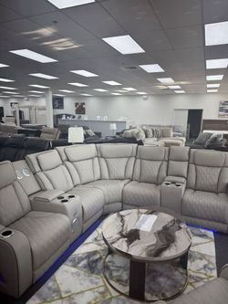 Luxurious Power Reclining Sectional w/Massage, LED Lighting, BT Speakers, Wireless Charging & More