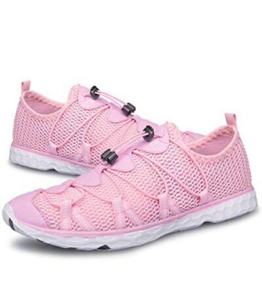 DOUSSPRT Women's Water Shoes Quick Drying Aqua Sneakers Beach Sandals Pink

