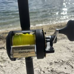 🐠 Preowned Shimano TLD 30A 2 Speed Reel with Hi Vis Mono & a Beautiful Custom Made Biscayne Rod 🔥 