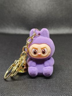 Purple Fuzzy Monster Keychain 