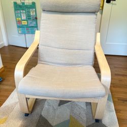 IKEA POÄNG Armchair, birch wood frame/light beige cover