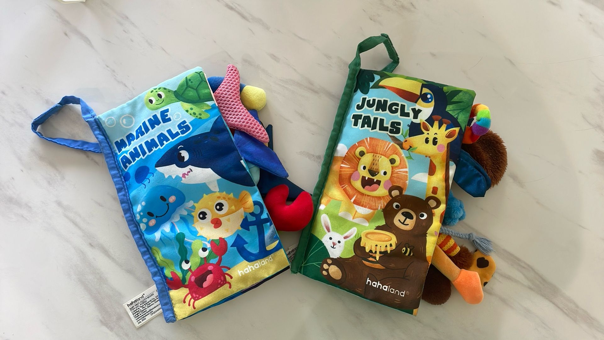 hahaland Baby Toys 0-6 Months Books Soft Crinkle Marine Animals, jungly tails