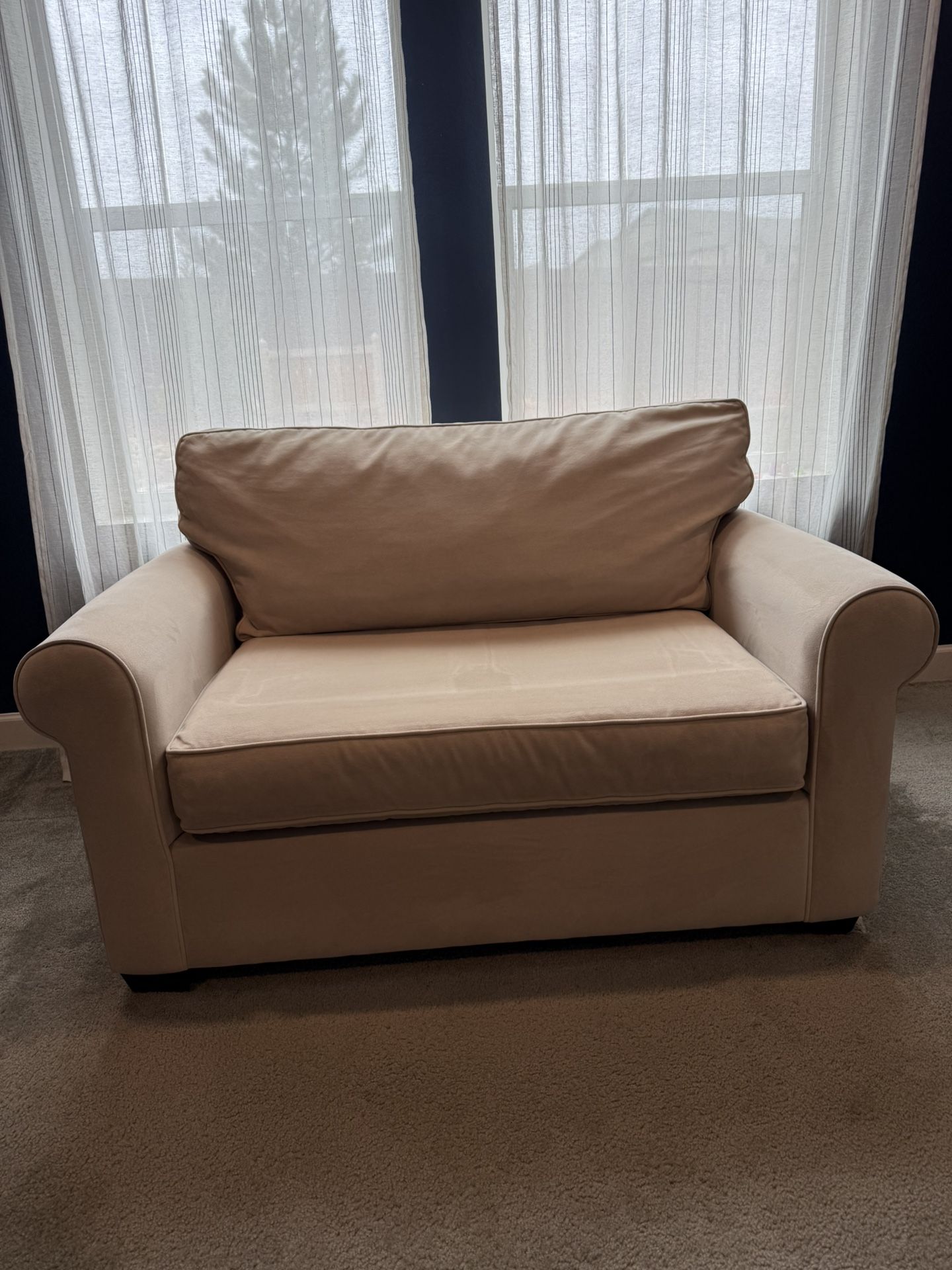Turner Roll Arm Twin Sleeper Sofa Velvet fabric Pottery Barn
