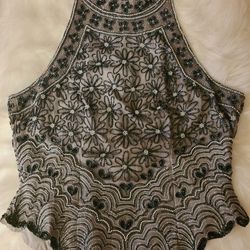 PAPEL EVENING SILK BEADED TOP SZ.L