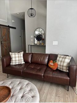 Brown leather couch