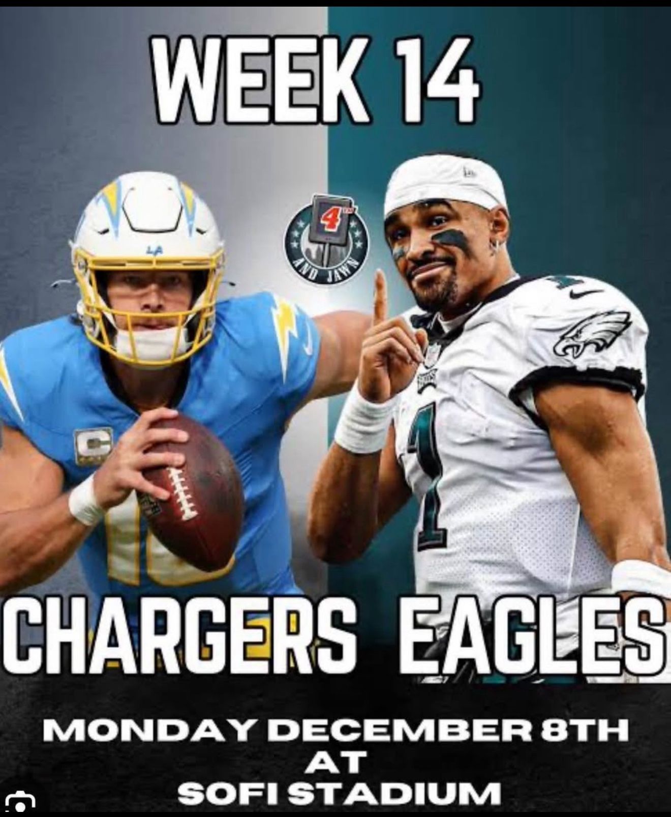 2 Tickets For Sale Chargers / Eagles - Dec 8 At SoFi Stadium 