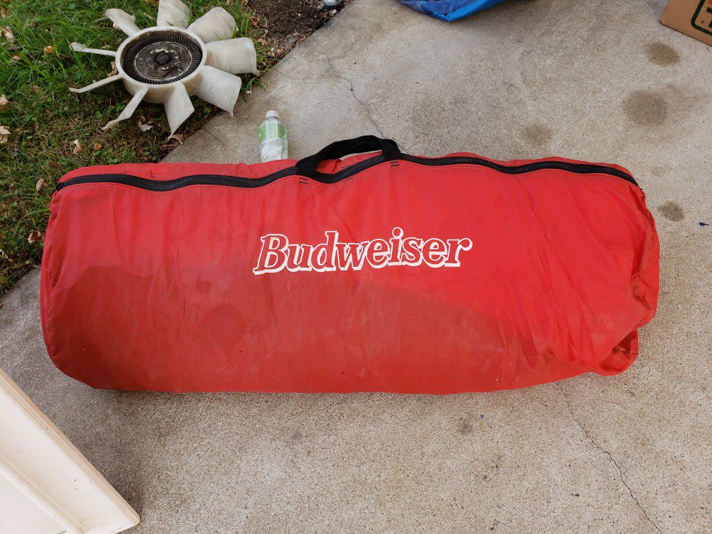Budweiser sleeping bag was inflatable mattress