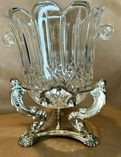 Vintage Godinger Crystal Ice Bucket With Tongs (Stamped Godinger)