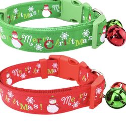 Red or Green Medium & Large Christmas Dog Collars