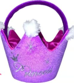3 Dan Dee Girls Princess Purple Velvet Crown Plush Basket Storage Etc.