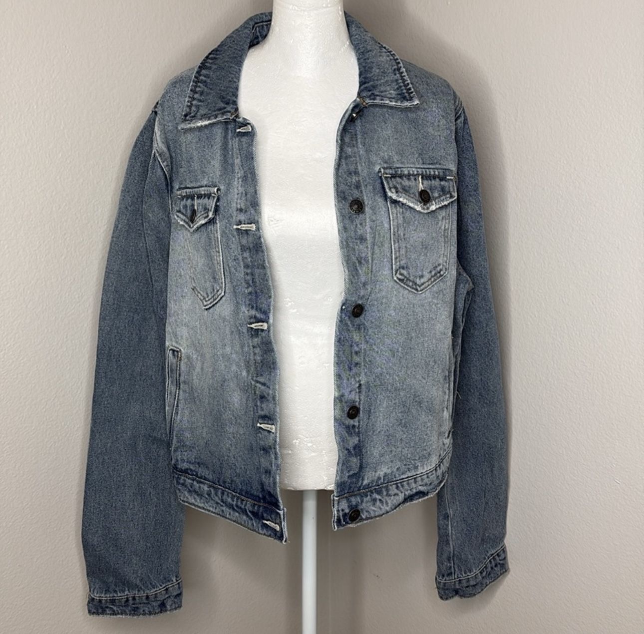 Sam Edelman the Jazzi jacket Cotton Puff-Sleeve Denim Jacket NEW XL