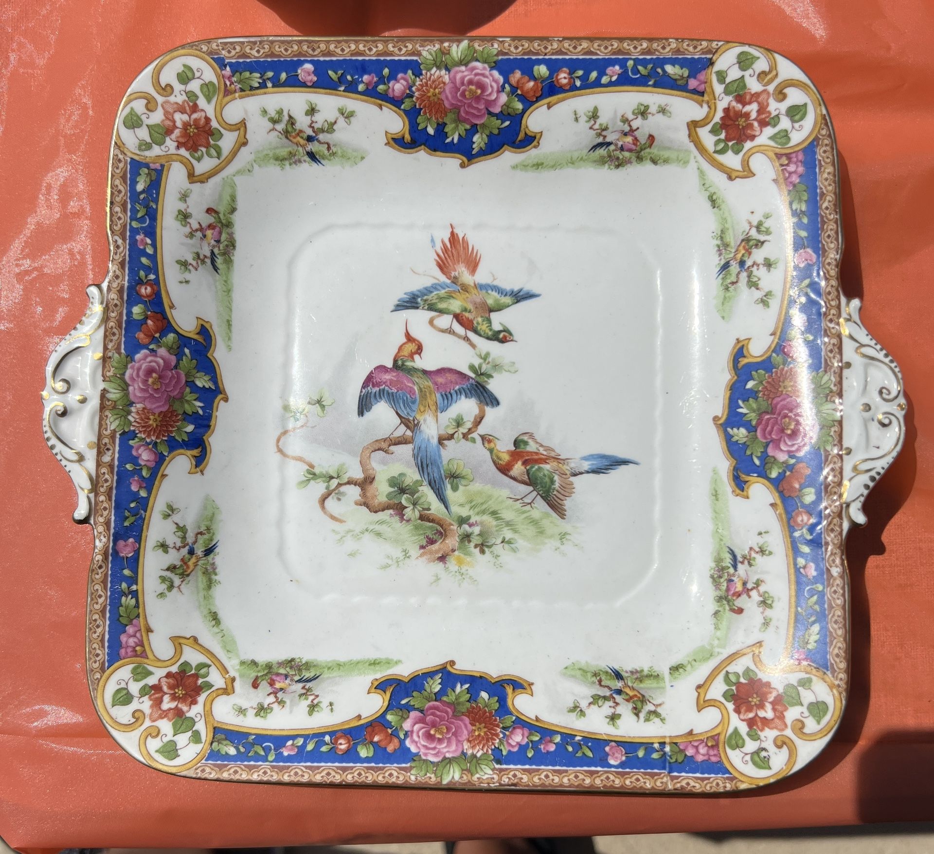 Vintage Old Sevres By Shelley Handled Cake Plate