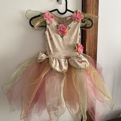 Girls Pink and tan floral deer fairy costume Sz 5/6 Dress Only