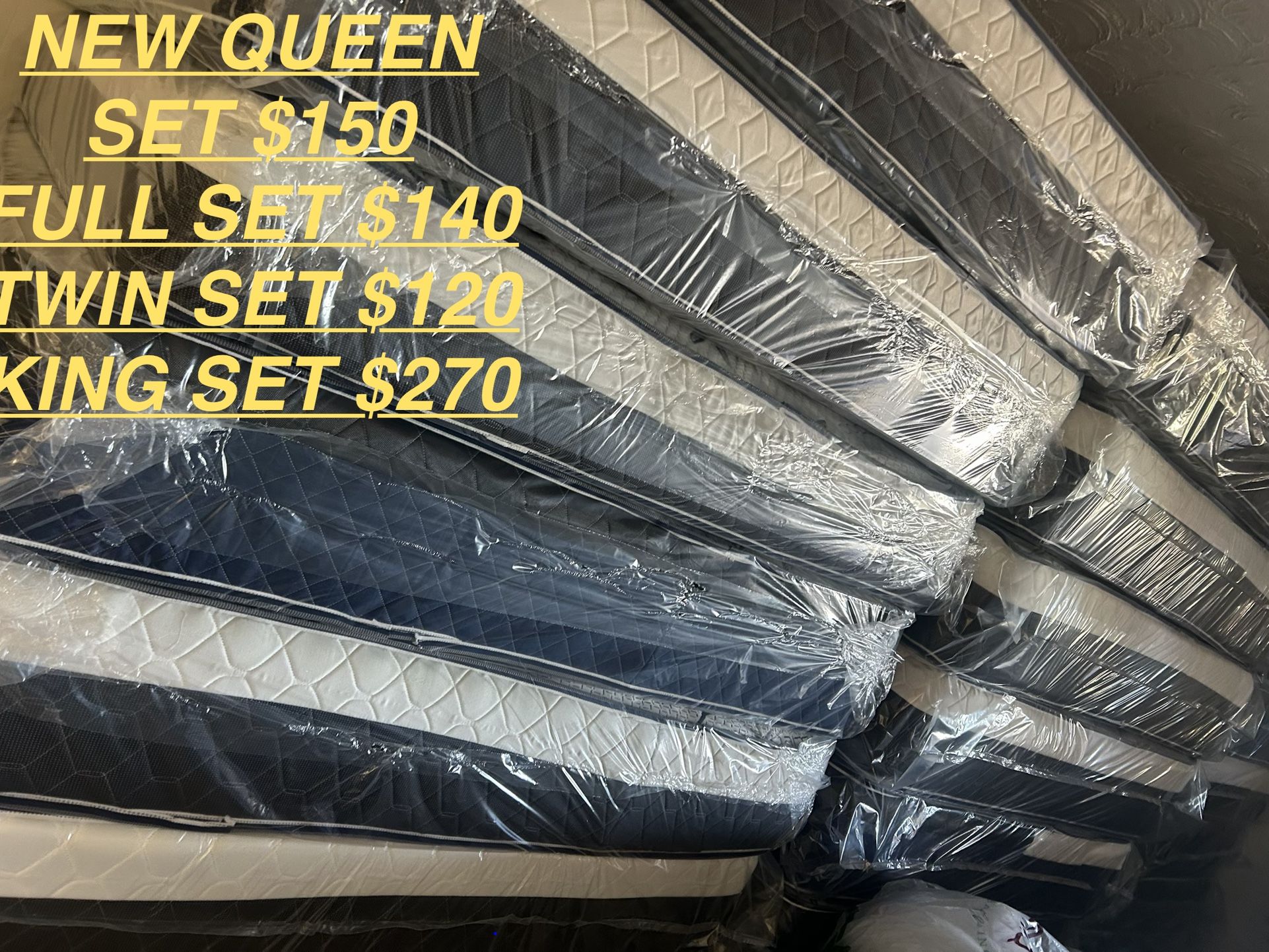 King Plush Pillow Top Bed And Box Spring $270. Same Day Deliver 