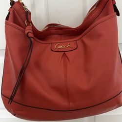 Coach Hobo Purse Leather Orange Single Strap
