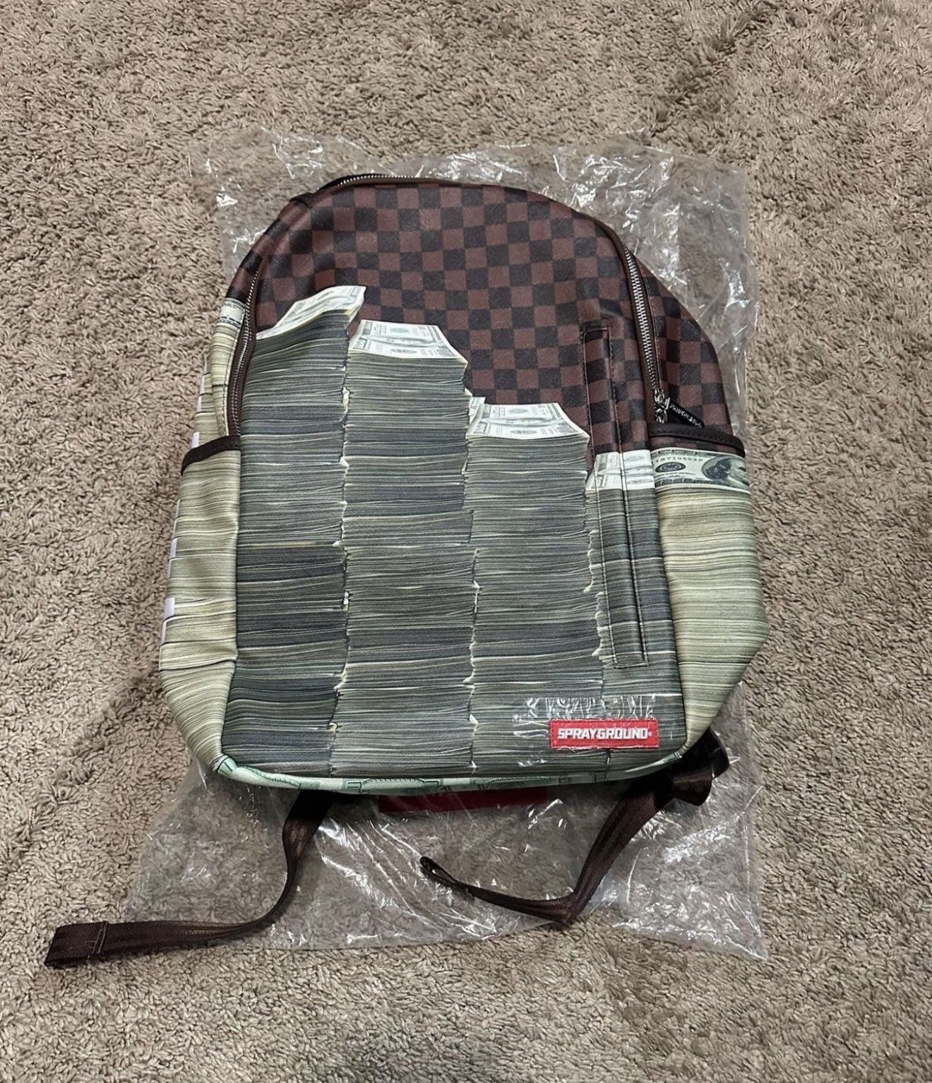 sprayground backpack Checkered With Money Stacked