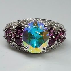 Mercury, Mystic Topaz. Orissa Garnet. Ring.  