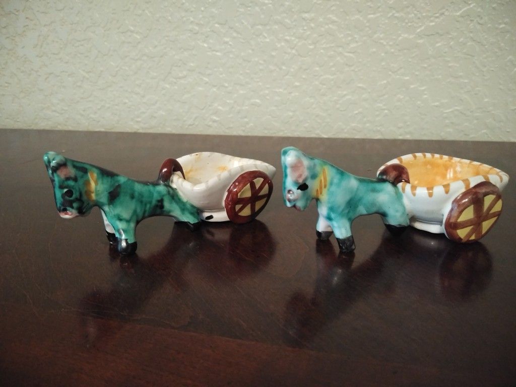 Ceramic burro with cart