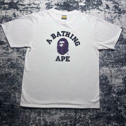 A Bathing Ape (BAPE) Color Camo College Tee - White / Purple Camo - Size L