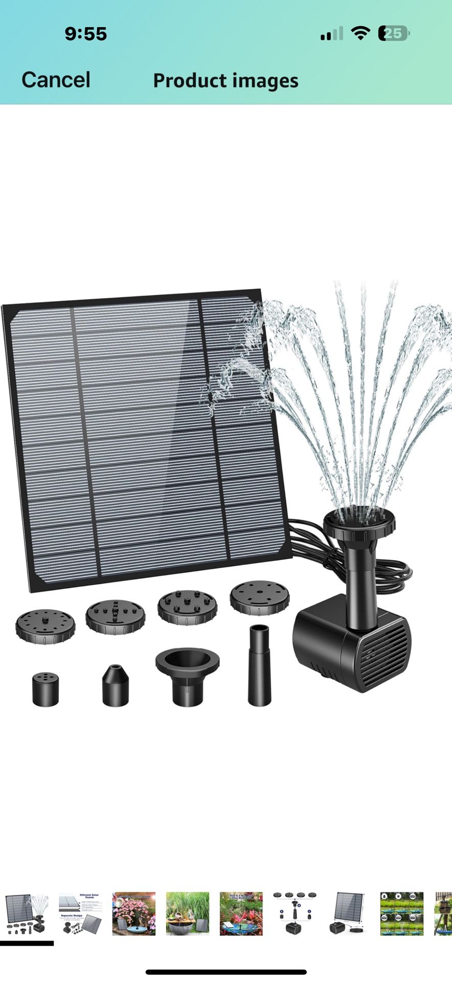3W Solar Water Pump for Bird Bath, Solar Fountain Pump Kit with 6 Different Nozzles and 9.8ft Cable, Solar Pond Pump for Garden, Patio, Fish Tank, Pon