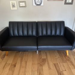 Black Faux Leather Couch