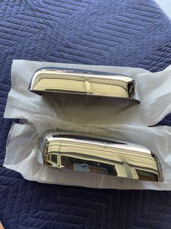 Chrome Plated Top Half Mirror Cover Caps Trim Pair