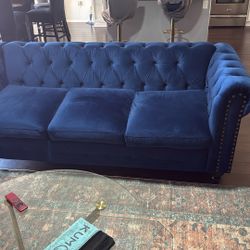 Blue Velvet Sofa Set