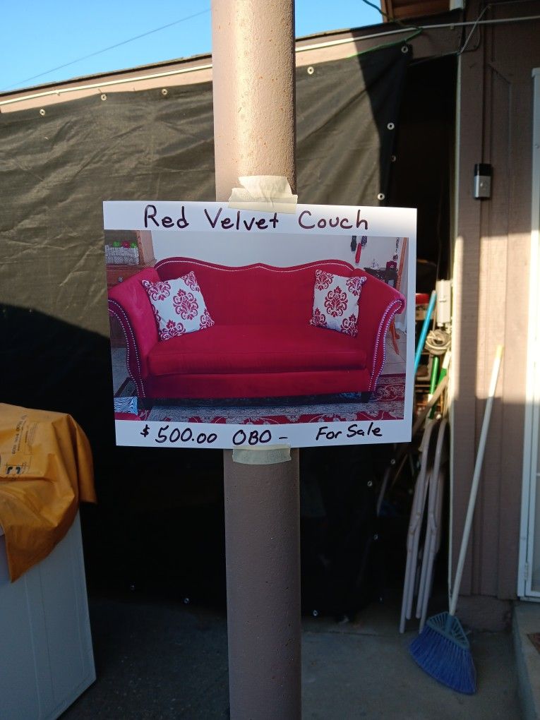 Red Velvet Couch