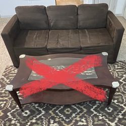 Brown Fabric Stationary Sofa