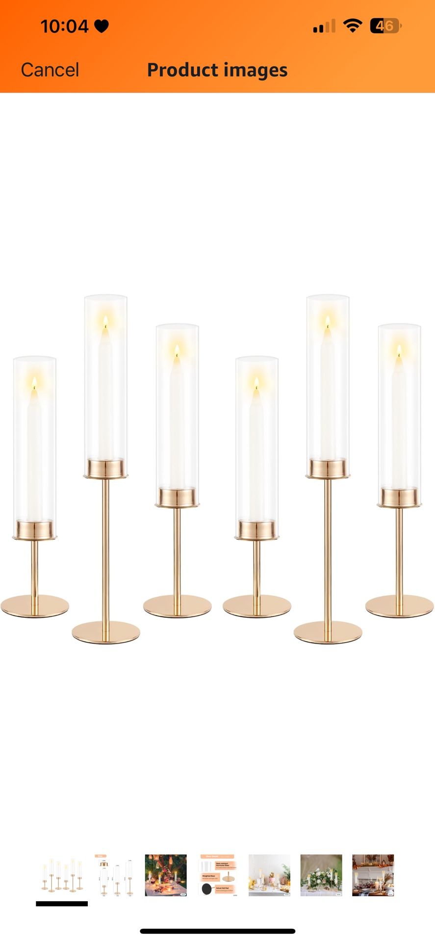 Gold Candle Holders Set of 6 for Glass Taper Candle Holders
