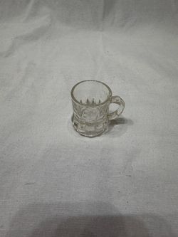 Vintage Mini Mug Shot Glass Clear Glass 2 inches Tall