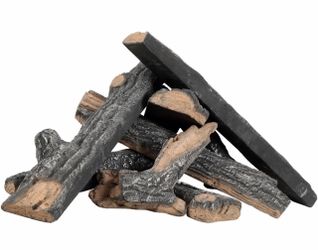 WOOD LOG FIREPLACE CERAMIC 8PCS
