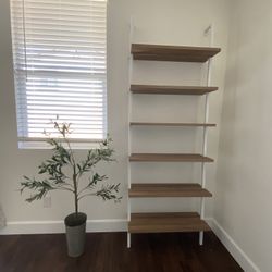 New 6 Tier Ladder Shelf Matte White & Oak Great Price By Nathan James Exquisite Modern & Classic 