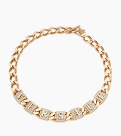 Versace  Choker Goldtone & Strass Crystal Necklace