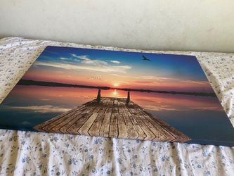 Sunset Dock Canvas Wall Art Print