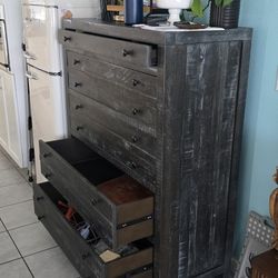 Rustic Dark Gray 5-Drawer Tall Chest