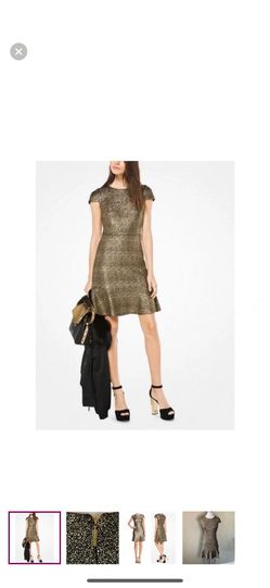 Michael Kors Gold and Black Cap Sleeve Dress Preowned 