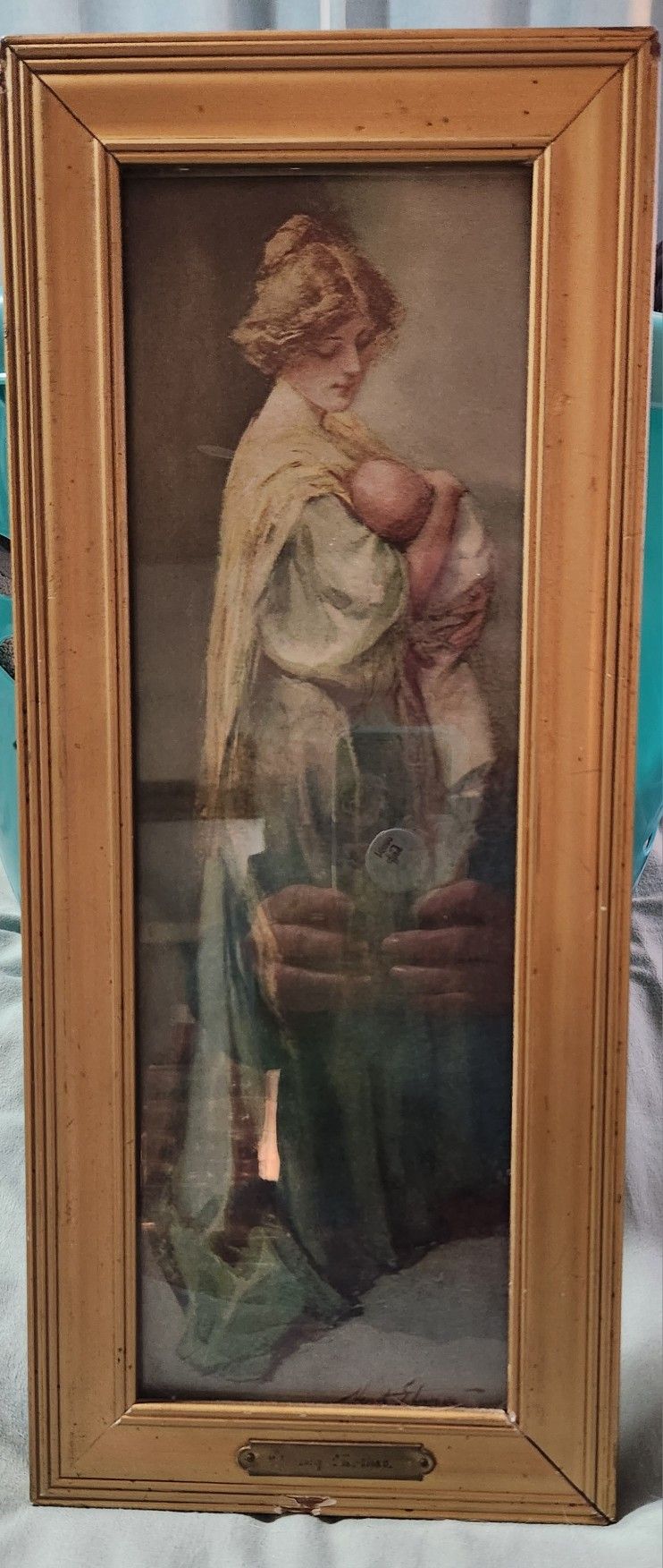 Vintage Aged Old Frame 1900 Pucture Young Mother