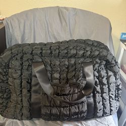 Black Quilted Weekender Bag 