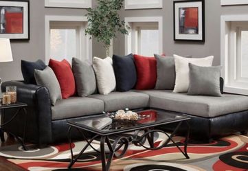 New navy blue red gray sectional