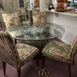 54” Diameter Glass Top Table Set-