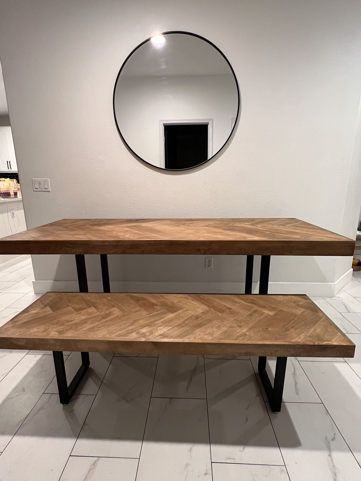 Solid Wood Dining Table And Bench