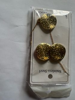 Gold Stainless Steel Round Locket Necklace Set