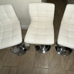 3 White Bar Stools 