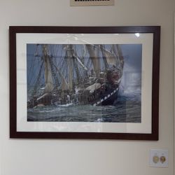Old Sailing Ship In Rough Waters